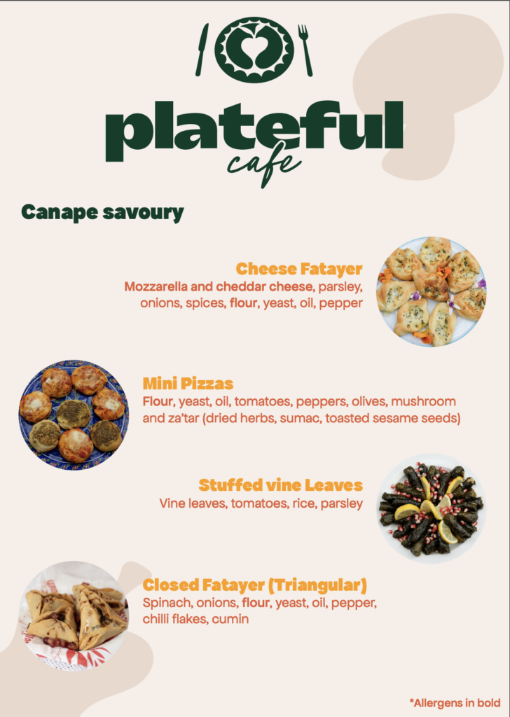 Canape savoury catering menu