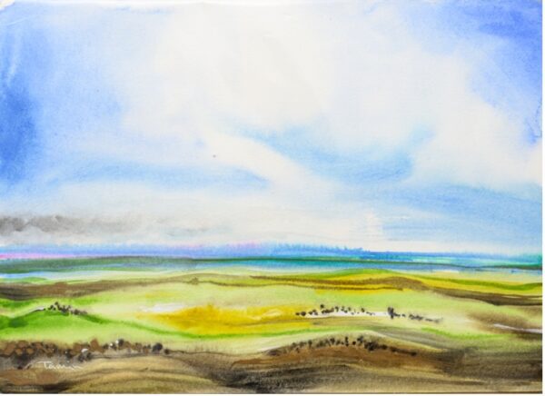 Watercolour painting of a landscape