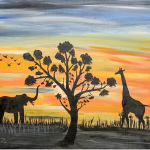 Untitled painting of giraffes