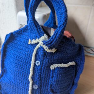 Blue bag knitted by Fariba