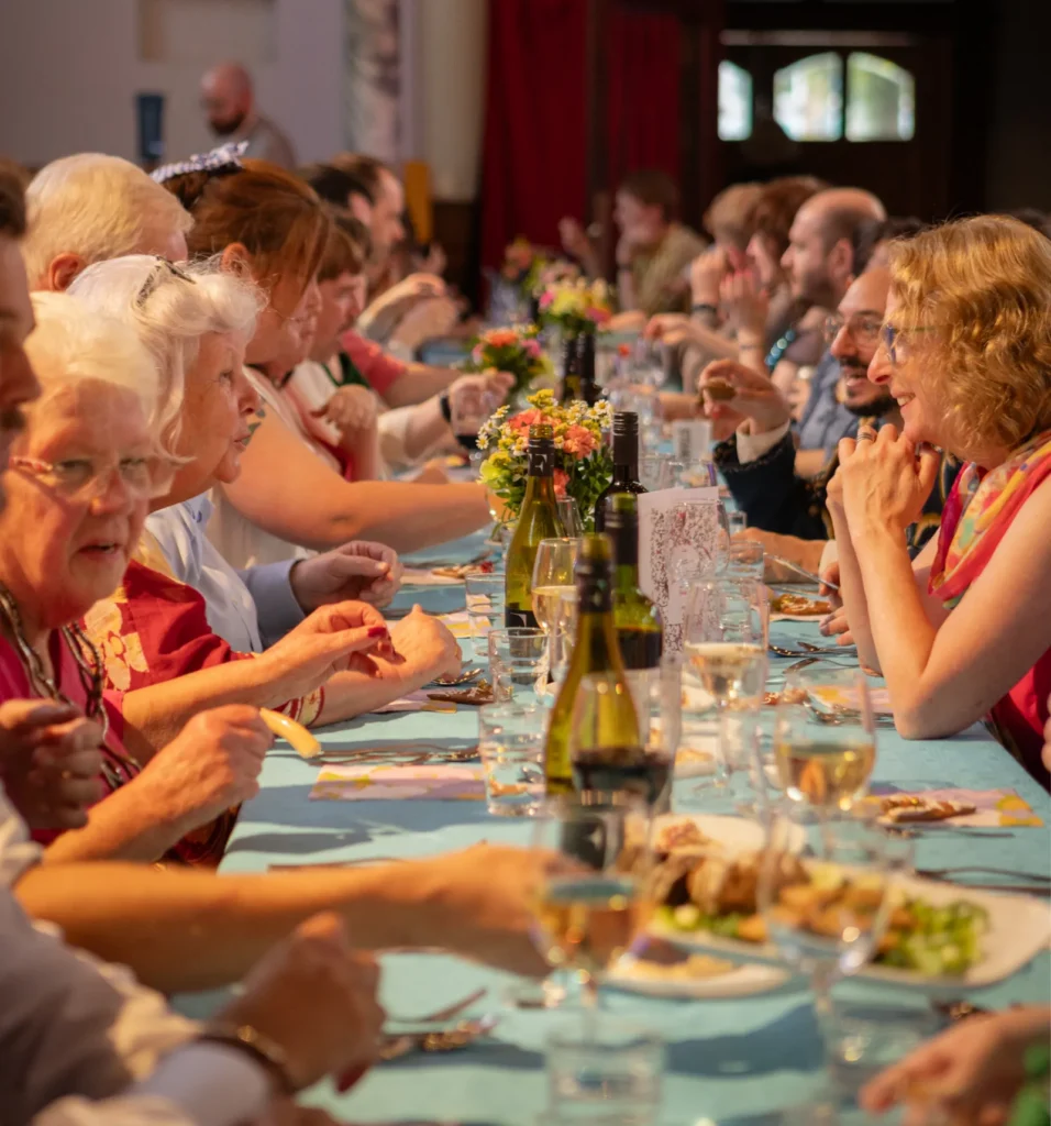 Wedding guests around a table
