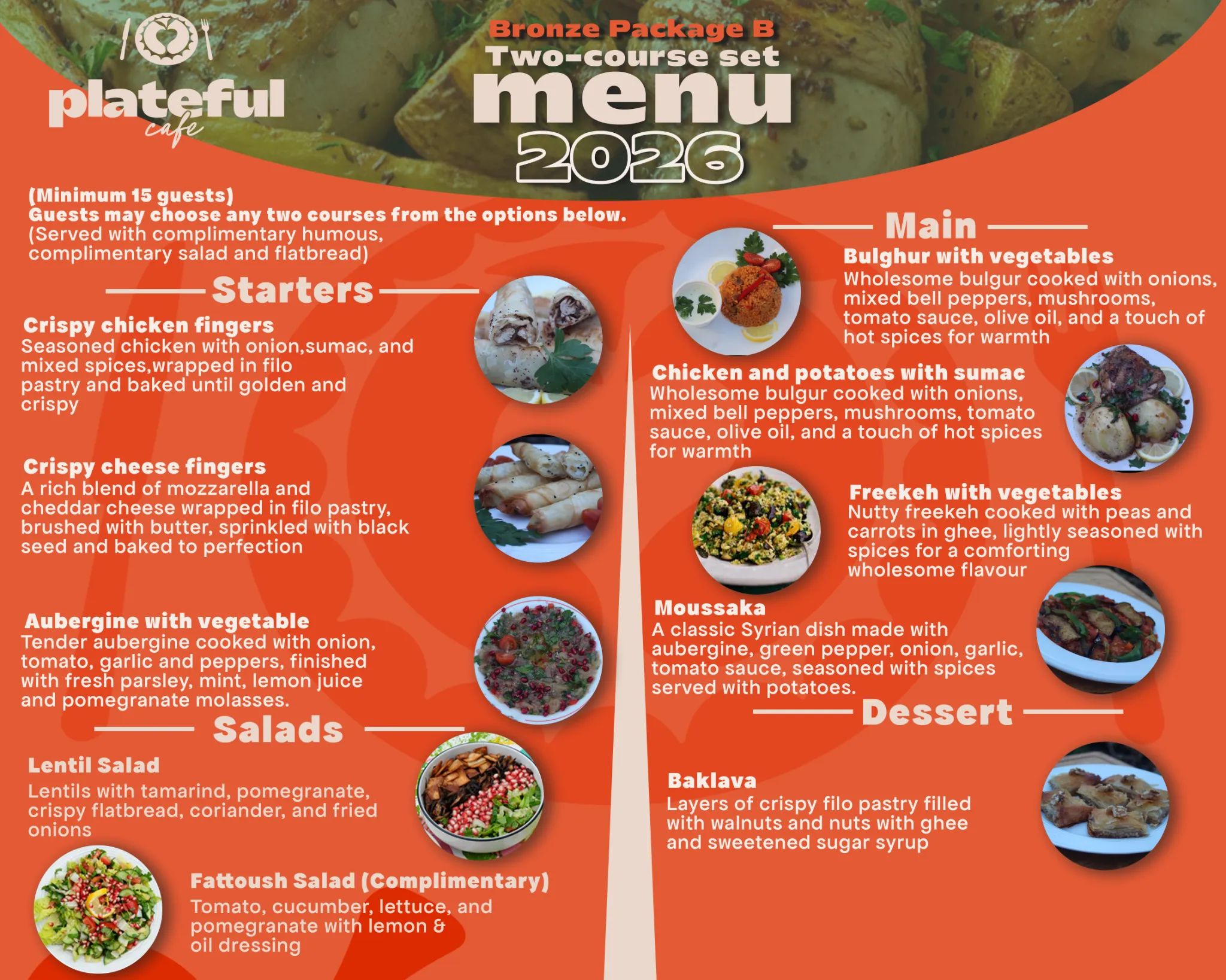 Plateful Cafe Bronze Package B Menu