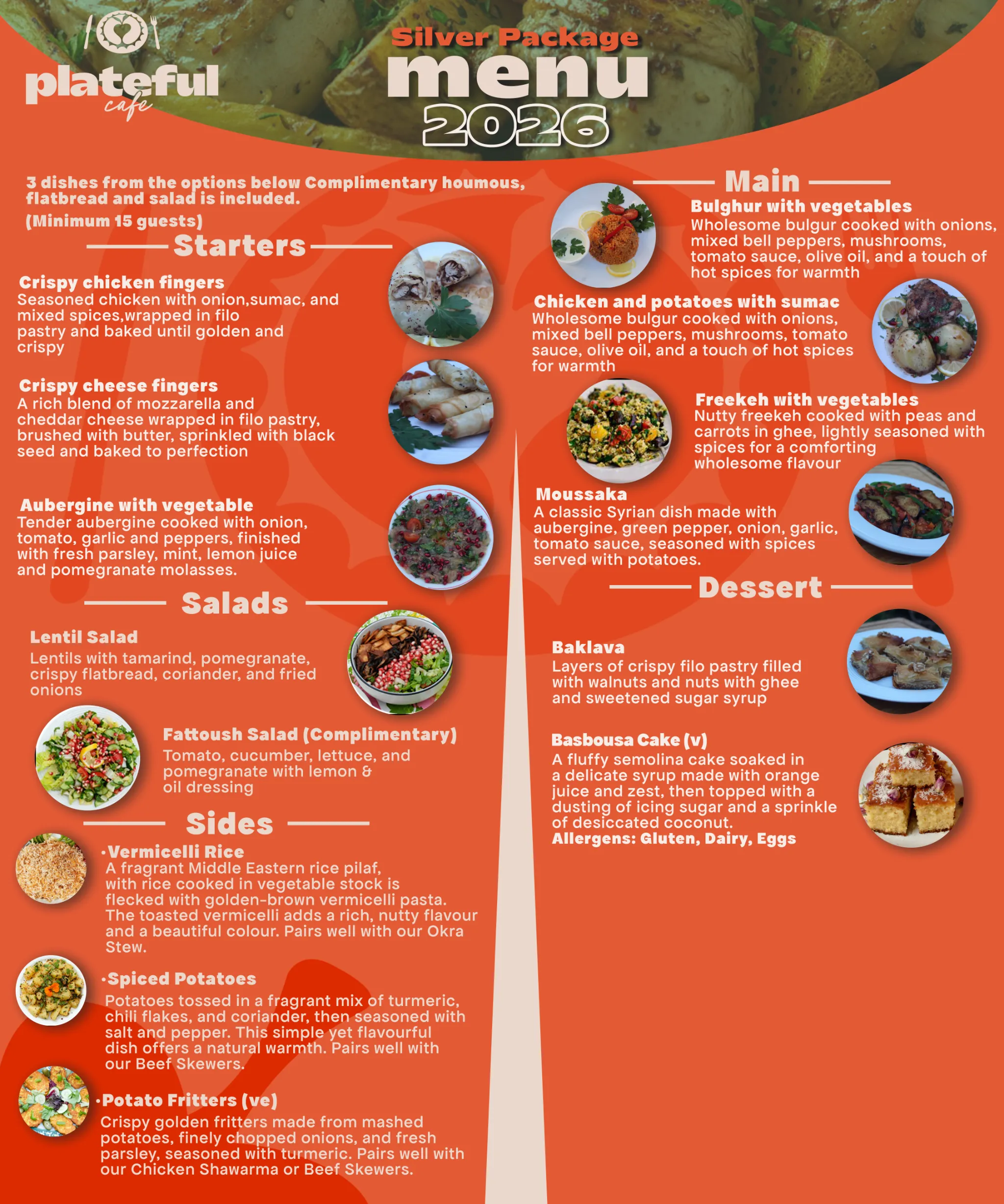 Plateful Cafe Silver Package Menu