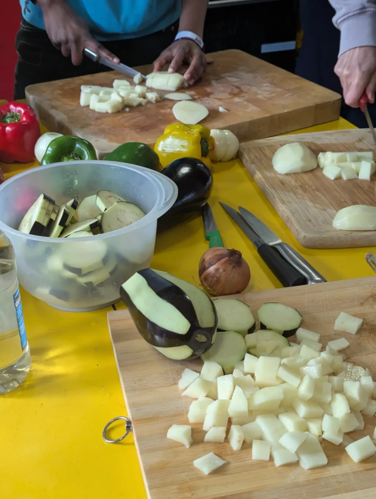 Plateful Cafe Cooking Class chopped vegetables